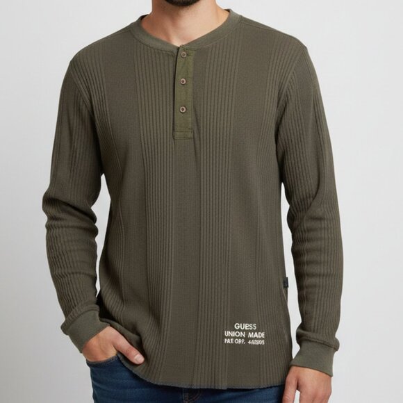 Guess Other - Vintage Guess Thermal Henley XL Army Green Union Made Workwear